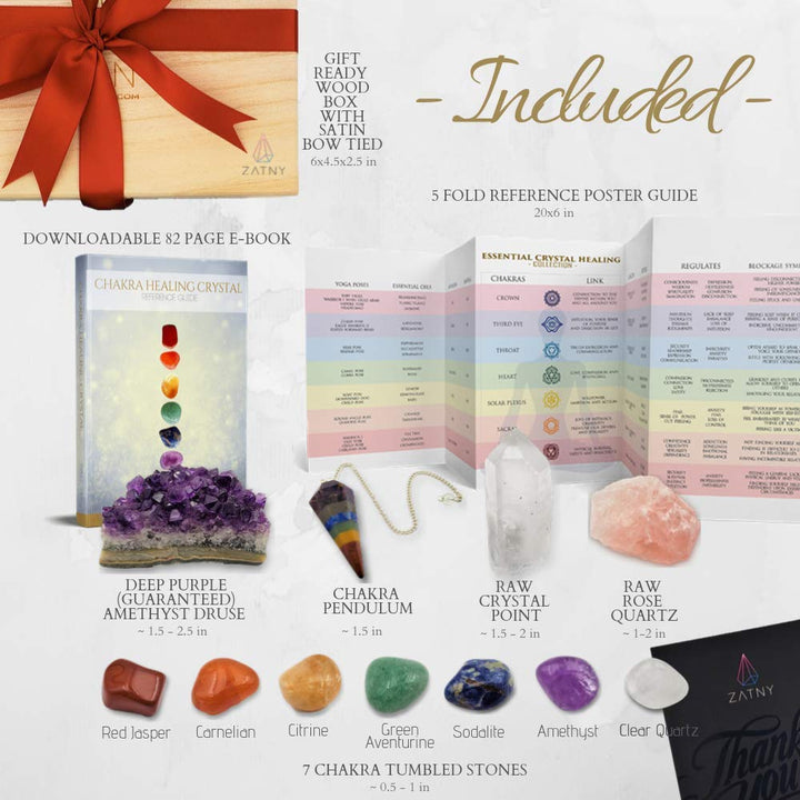 Healing Crystals Kit in Wooden Box