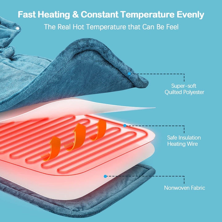 Weighted Neck Heating Pad Electric for Neck Shoulder Pain Relief, 6 Heat Settings 4 Auto-Off with Countdown,