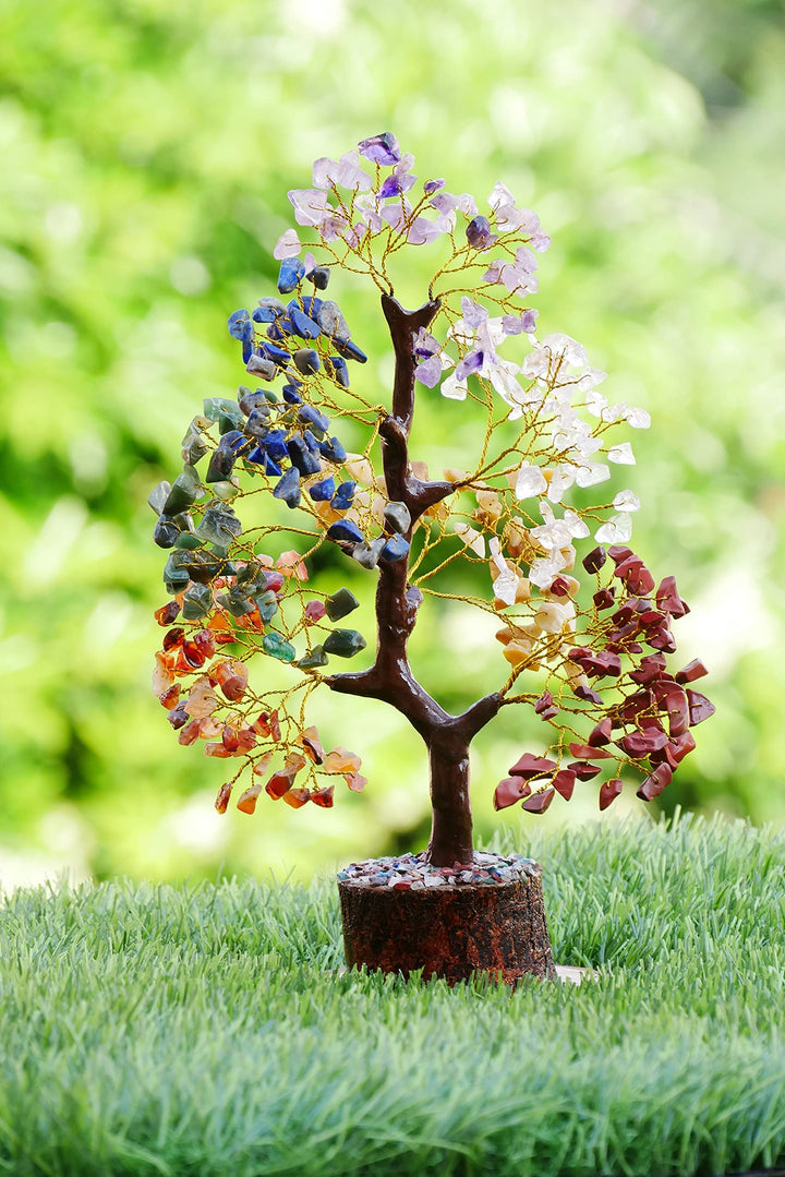 Chakra Tree of Life - Crystal Tree for Positive Energy - Seven Chakra Tree - 7 Chakra Tree, Money Tree, Feng Shui Decor, Chakra Stones, Crystals and Healing Stones, Premium Meditation Accessories Seven Chakra Golden Wire