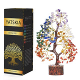 Chakra Tree of Life - Crystal Tree for Positive Energy - Seven Chakra Tree - 7 Chakra Tree, Money Tree, Feng Shui Decor, Chakra Stones, Crystals and Healing Stones, Premium Meditation Accessories Seven Chakra Golden Wire