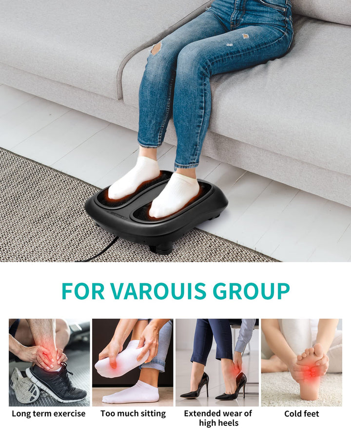 Electric Kneading Foot Massager w/ Heat Shiatsu | Black