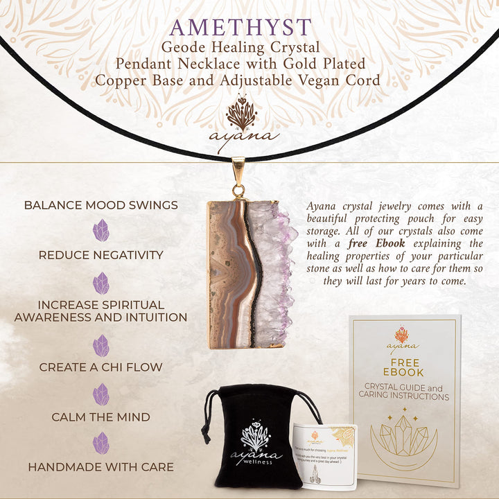 Amethyst Geode Healing Crystal Pendant
